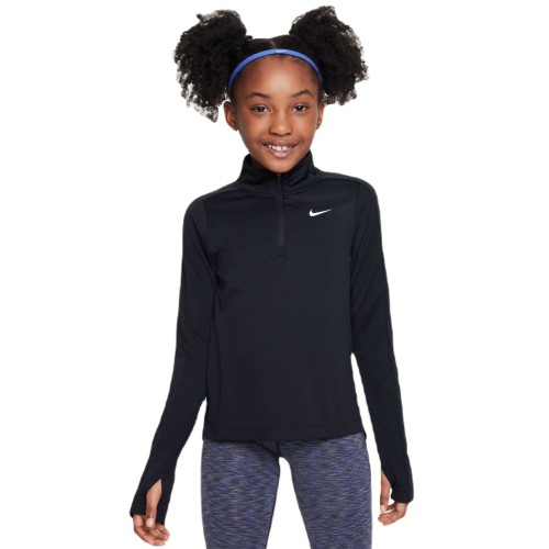 Girls' T-shirt Nike Dri-Fit Long Sleeve 1/2 Zip Top - black/white