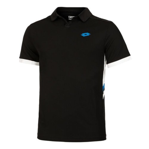 Men's Polo T-shirt Lotto Squadra III Polo - all black Men's Polo T-shirt Lotto Squadra III Polo - all black