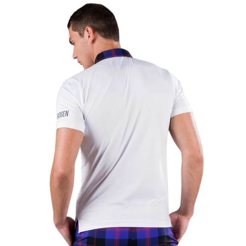 Men's Polo T-shirt Hydrogen Tartan Zipped Tech Polo - white/pink/black Men's Polo T-shirt Hydrogen Tartan Zipped Tech Polo - white/pink/black