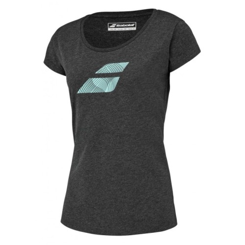 Women's T-shirt Babolat Exercise Flag Tee Woman - black heather Women's T-shirt Babolat Exercise Flag Tee Woman - black heather