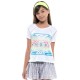 Girls' T-shirt Lucky in Love Square Are You? S/S Girls - turquoise