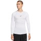 Men’s compression clothing Nike Pro Dri-FIT Tight Long-Sleeve Fitness Top - white/black