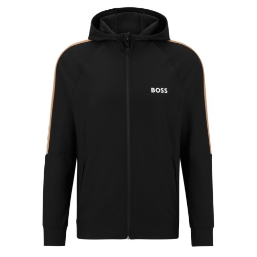 Men's Jumper BOSS x Matteo Berrettini Zip-Up Hoodie In Active-Stretch Jersey With Logo - black