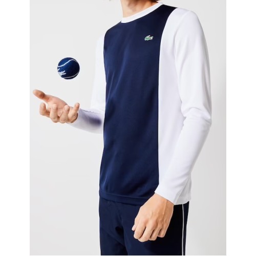 Men's long sleeve T-shirt Lacoste Men’s Sport Breathable Piqu_ Knit T-Shirt - navy blue/white/navy blue/whit