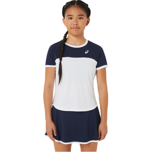 Girls' T-shirt Asics Tennis Short Sleeve Top - brilliant white/midnight Girls' T-shirt Asics Tennis Short Sleeve Top - brilliant white/midnight