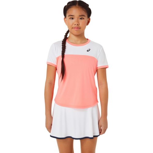 Girls' T-shirt Asics Tennis Short Sleeve Top - guava/brilliant white Girls' T-shirt Asics Tennis Short Sleeve Top - guava/brilliant white