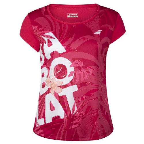 Women's T-shirt Babolat Exercise Graphic Tee W - red rose Women's T-shirt Babolat Exercise Graphic Tee W - red rose